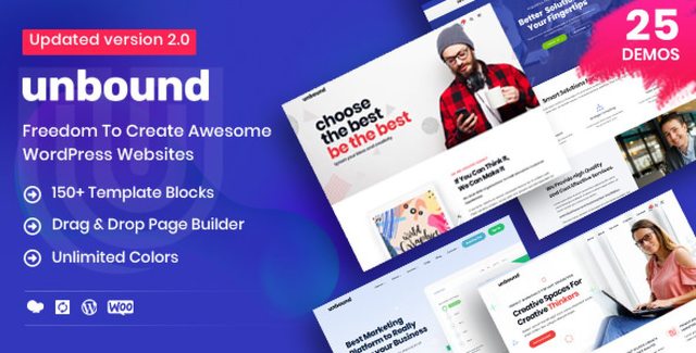 Unbound business agency multipurpose WordPress theme demo showcase