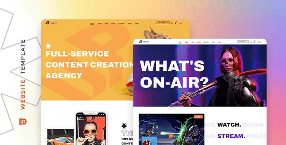 UpCreators HTML website template for digital creators showing homepage preview