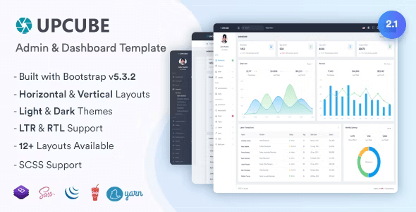 Upcube responsive Bootstrap admin dashboard template with horizontal and vertical layout options