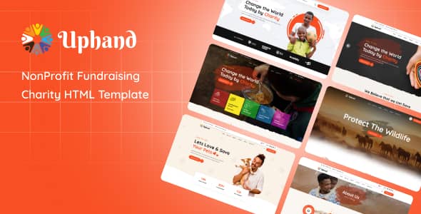Uphand nonprofit charity HTML template responsive website layout preview