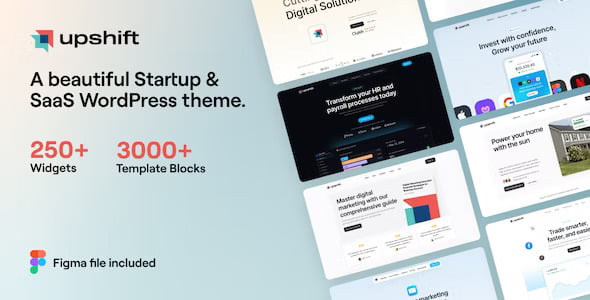 Upshift SaaS WordPress theme for Elementor with modern startup layouts