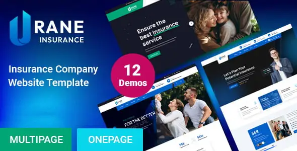 Urane insurance company HTML template responsive website preview
