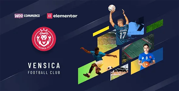Vensica football club WordPress theme homepage layout preview
