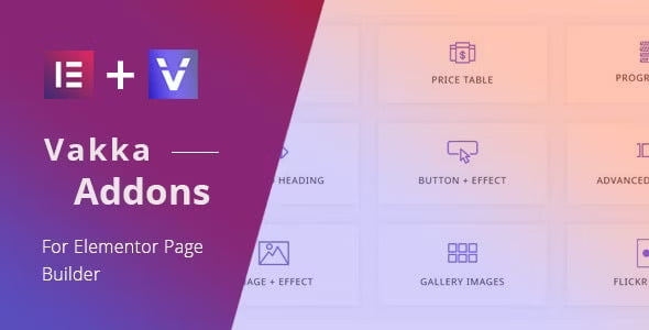 Vakka Addons for Elementor WordPress plugin interface with customizable widgets and slider builder tools