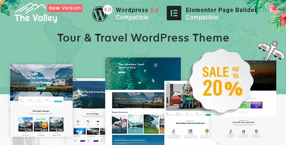 Valley travel agency WordPress theme with Elementor booking interface