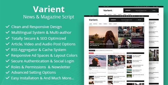 Varient news and magazine PHP script with responsive design and admin panel