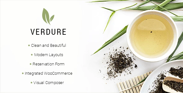 Verdure organic tea shop WordPress theme homepage demo with tea products and Elementor page builder