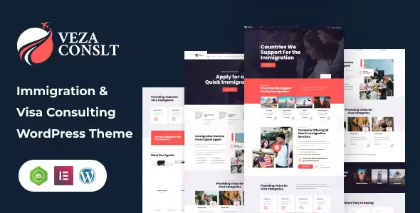 Vezaconslt immigration WordPress theme homepage preview with responsive layout