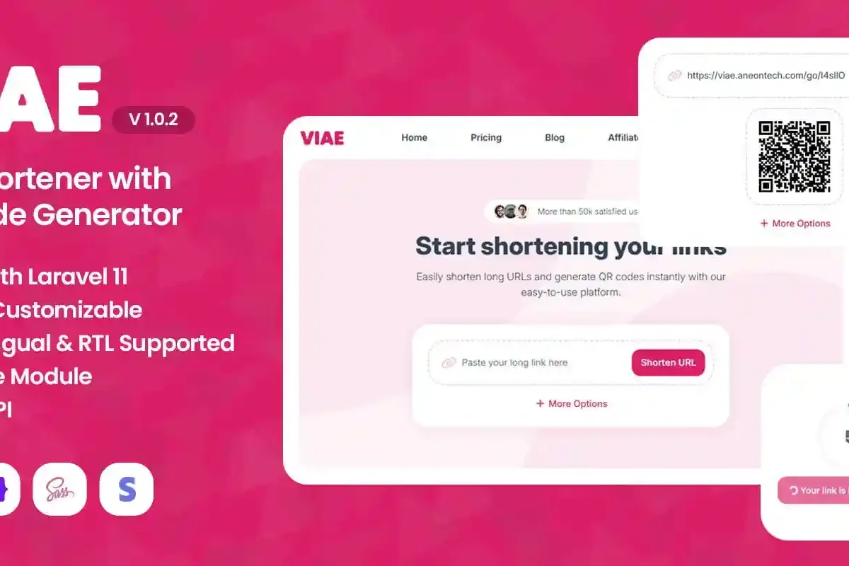 Viae URL shortener PHP script dashboard with QR code generator and admin management panel