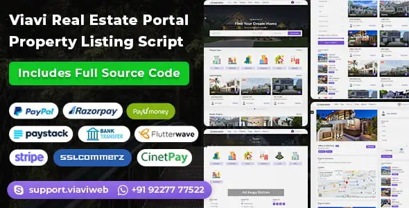Viavi Real Estate Portal Laravel PHP script for property listings and marketplace management