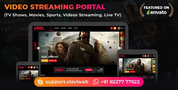 PHP streaming script video portal interface for OTT and live TV streaming