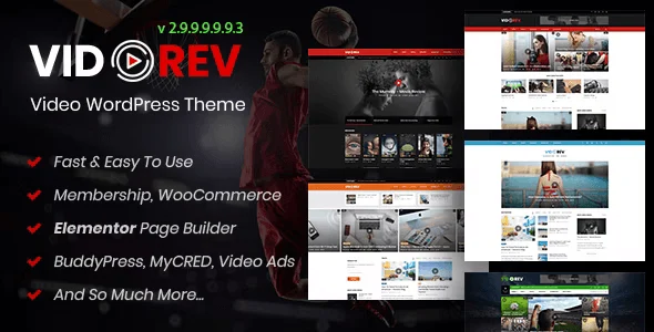 VidoRev video WordPress theme for blogs and magazines with multi-platform video integration and responsive design