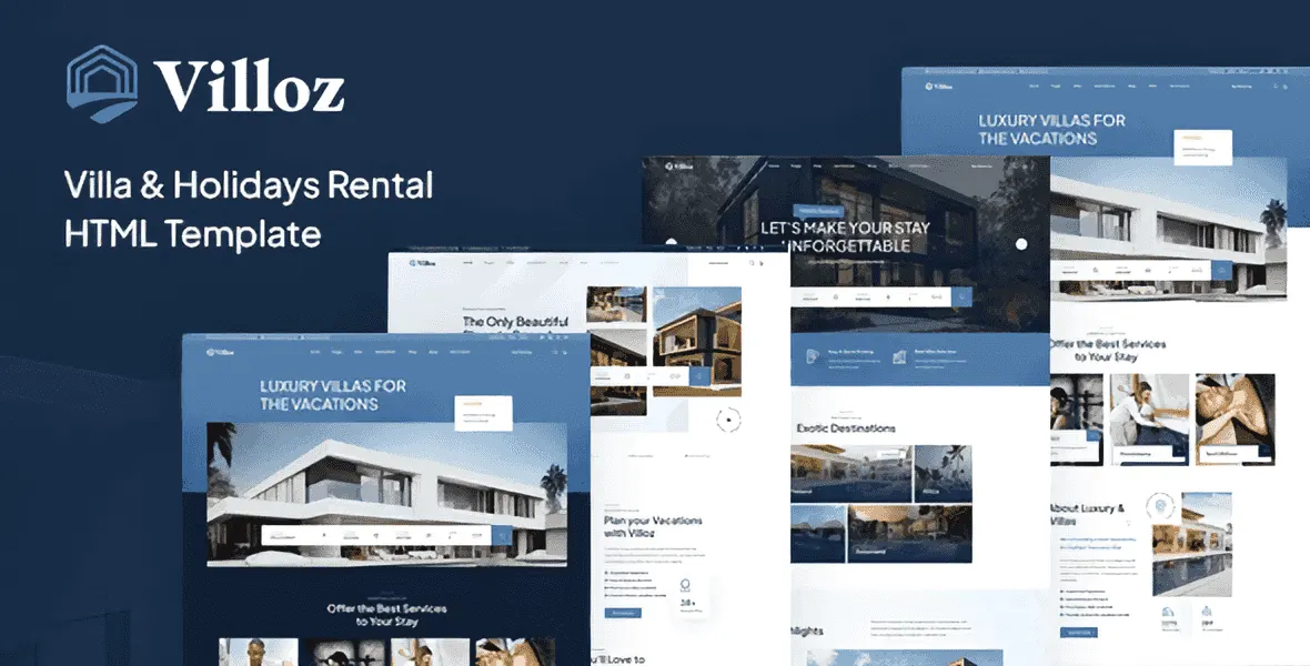 Villoz villa and holiday rental HTML template modern design preview