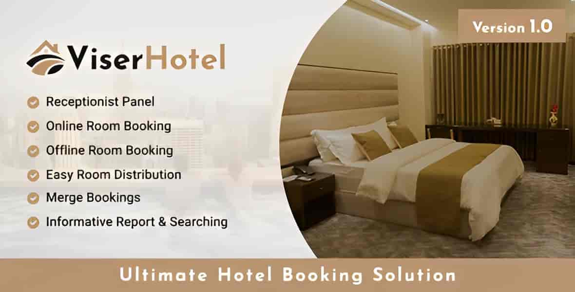 ViserHotel Laravel hotel booking script dashboard showing room reservation management and online payment integration