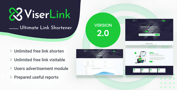 ViserLink URL shortener PHP script admin dashboard with link management and payment gateway integrations