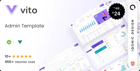 Vito Vue Laravel admin dashboard template with light and dark mode layout