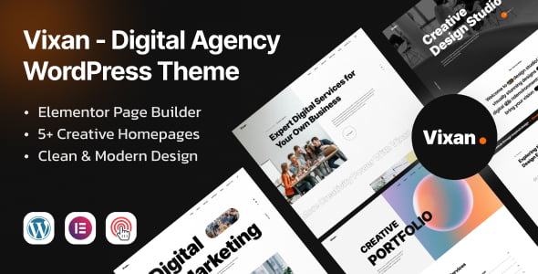Vixan Elementor WordPress theme for creative agencies with modern portfolio design