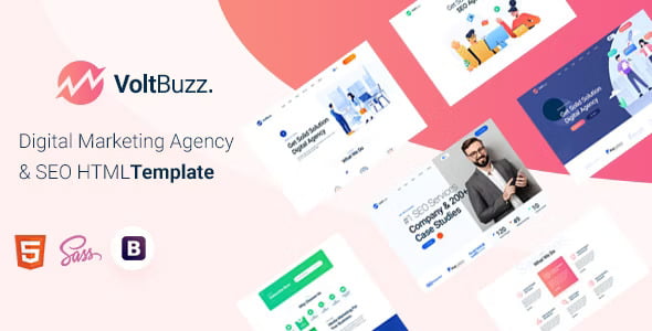 VoltBuzz digital marketing agency HTML template preview