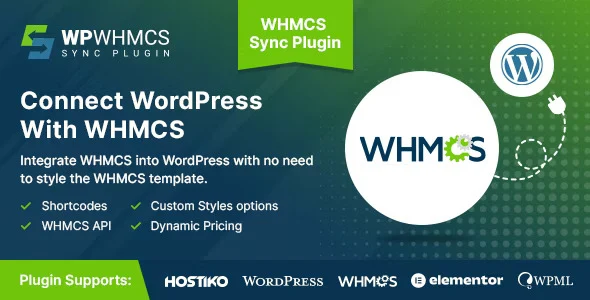 WHMCS WordPress integration plugin connecting WHMCS billing with a branded WordPress website