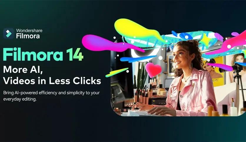 Wondershare Filmora video editor software interface on Windows desktop