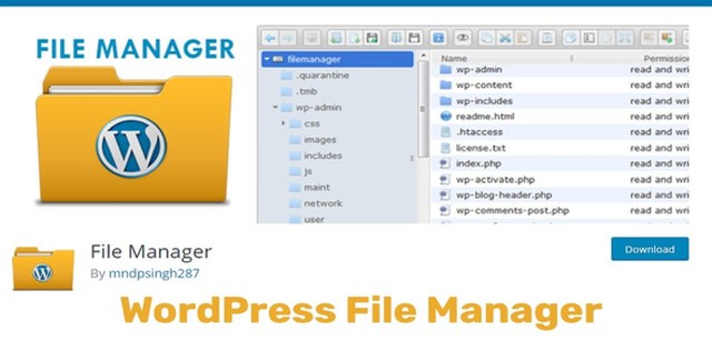 WP File Manager PRO plugin interface for managing WordPress files without FTP