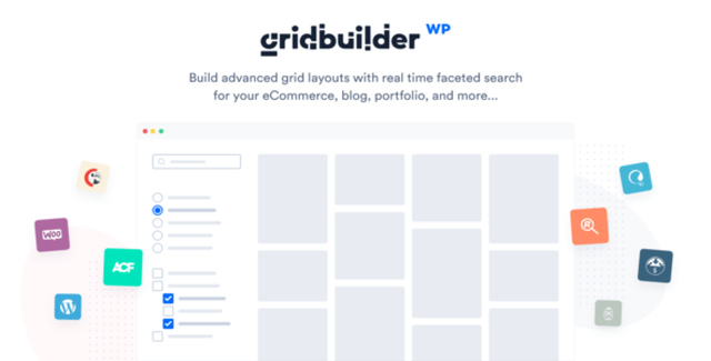 WP Grid Builder interface showing advanced grid layout and real-time filtering options