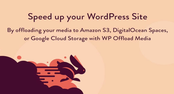 WP Offload Media Pro plugin interface showing media offload to Amazon S3, DigitalOcean Spaces, and Google Cloud Storage with CDN URL rewriting