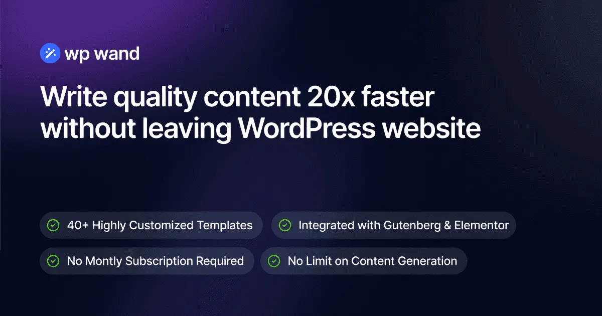 WP Wand Pro WordPress AI content plugin dashboard interface