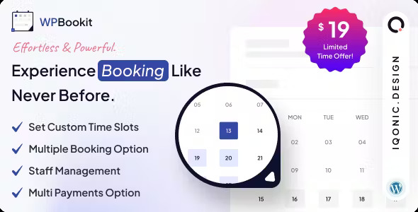 WPBookit WordPress appointment booking plugin dashboard showing scheduling and team management interface