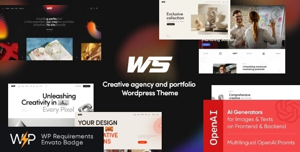 Wabi Sabi creative agency WordPress theme homepage layout preview