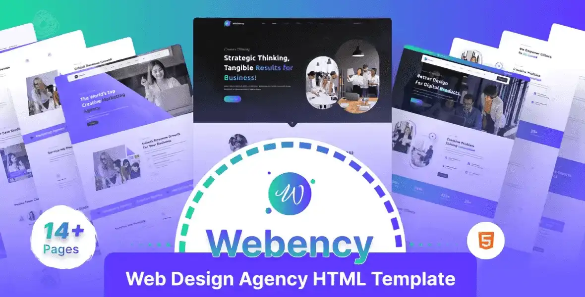 Webency web design agency HTML template preview showing homepage layout