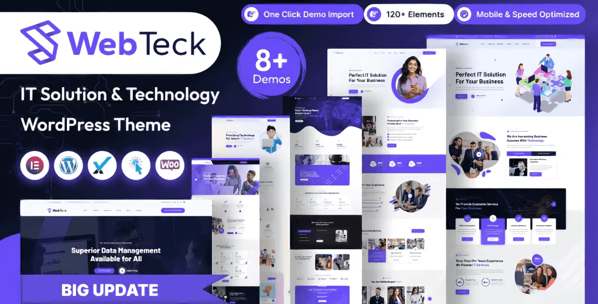 Webteck IT Solution WordPress theme homepage preview showing responsive technology website layout