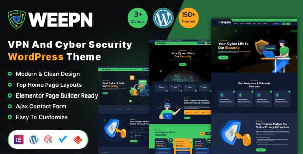 Weepn VPN WordPress theme demo preview for cloud and hosting services