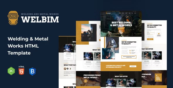 Welbim welding services HTML template for industrial and metallurgy websites