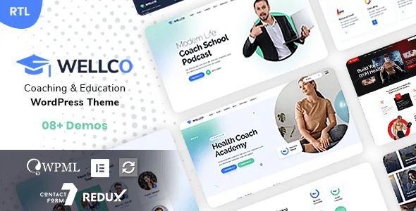 Wellco coaching and online courses WordPress theme demo preview