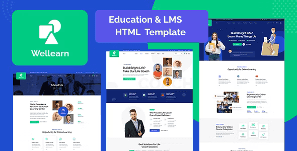 Wellern online course HTML template preview for e-learning website design