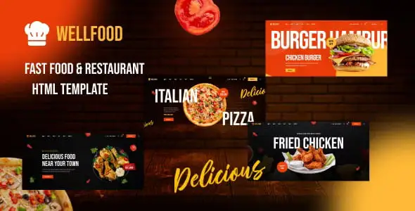 Wellfood restaurant and food HTML5 template preview