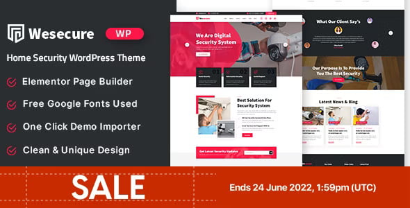 Wesecure CCTV WordPress theme preview for security companies