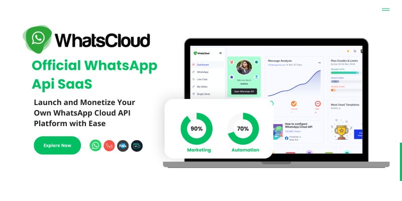 WhatsCloud WhatsApp Marketing SaaS PHP Script dashboard interface