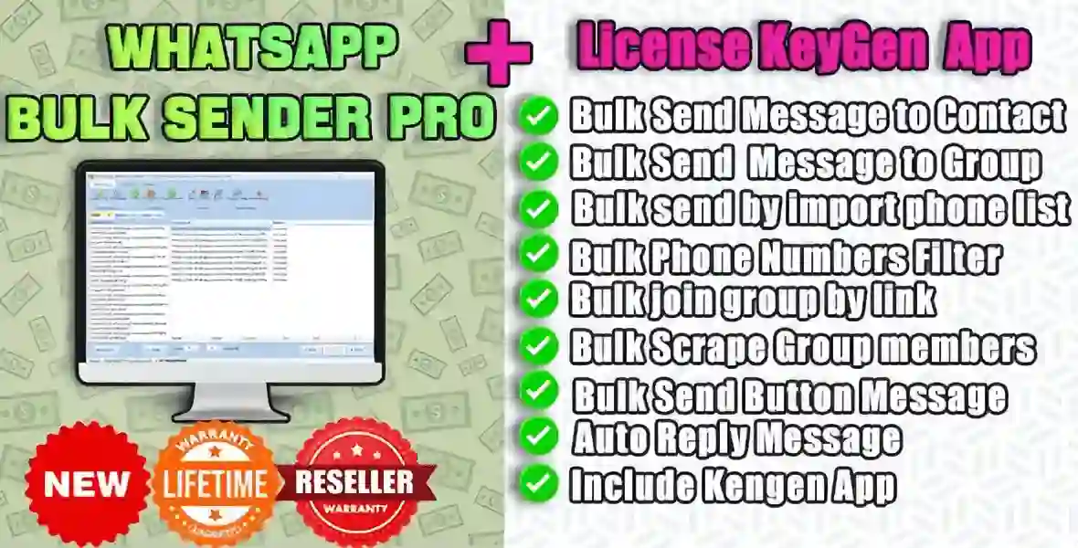 WhatsApp Bulk Sender software package for Windows with KeyGen and reseller rights