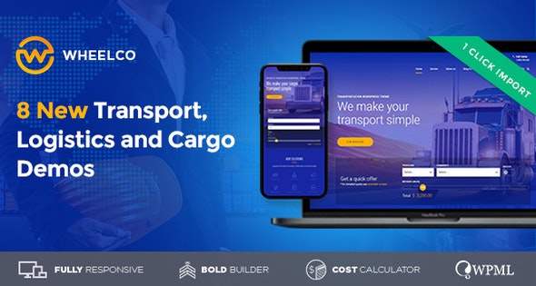 Wheelco logistics and transport WordPress theme homepage preview