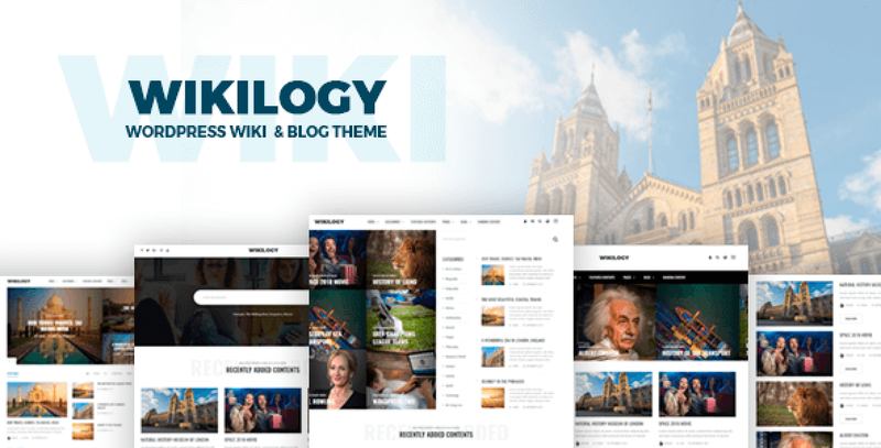 Wikilogy WordPress theme for building wikis, encyclopedias, blogs, and knowledge bases