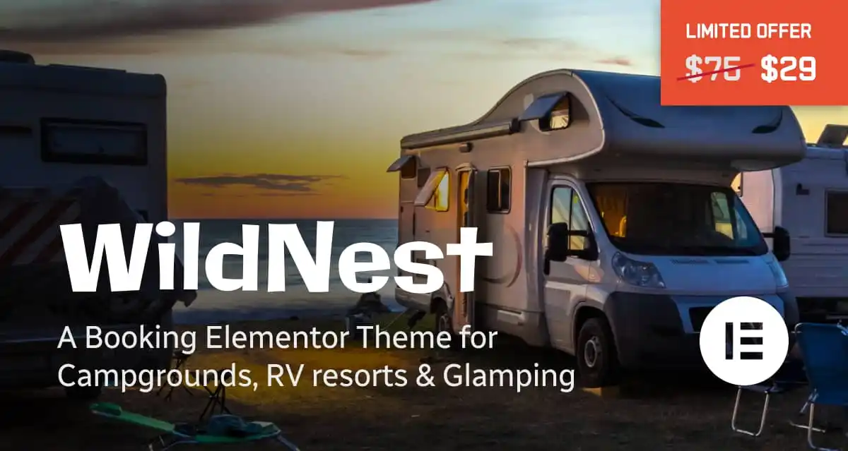 WildNest WordPress theme for campground and RV park booking websites