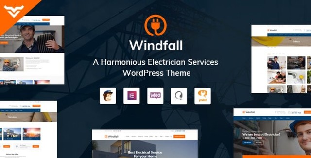 Windfall electrician WordPress theme for electrical services websites