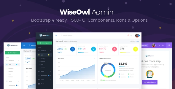 WiseOwl HTML Bootstrap 4 admin template with responsive dashboard layout