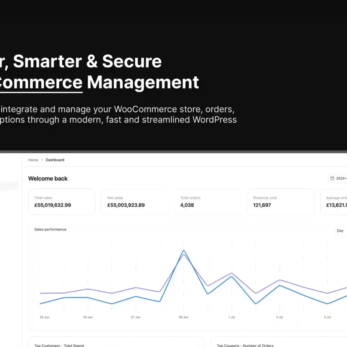 WooBase WooCommerce management plugin admin dashboard interface