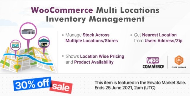 MultiLoca WooCommerce multi-location inventory plugin interface showing warehouse stock management and nearest location fulfillment settings