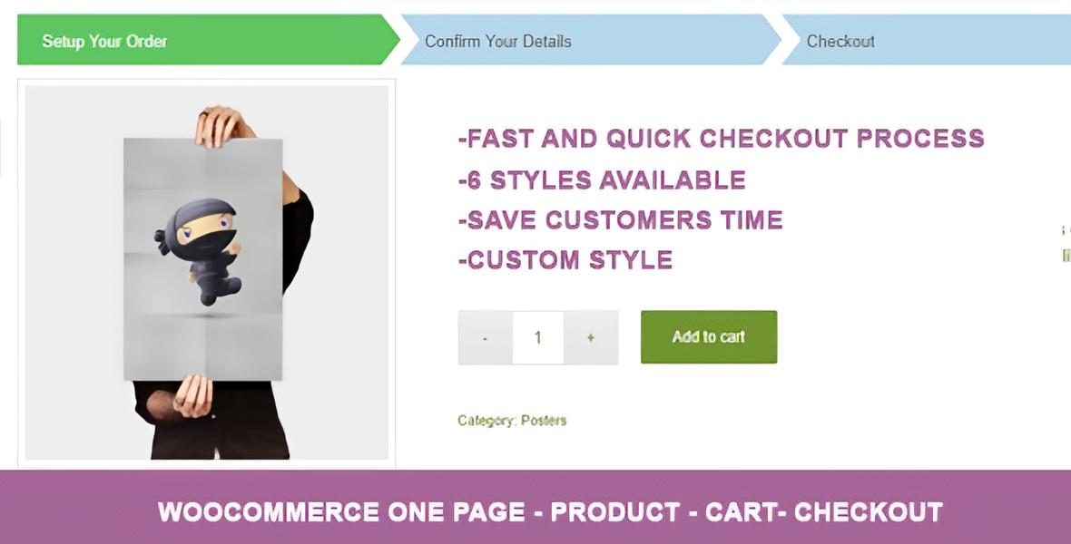 One page checkout WooCommerce plugin showing product cart and checkout on a single page