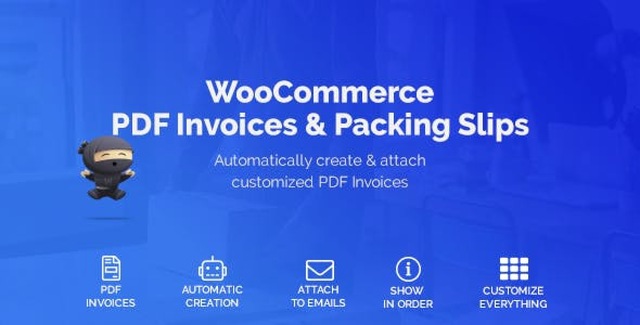 WooCommerce PDF invoices and packing slips plugin interface showing customizable invoice template