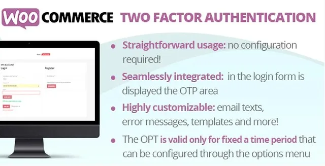 WooCommerce two factor authentication plugin secure login screen